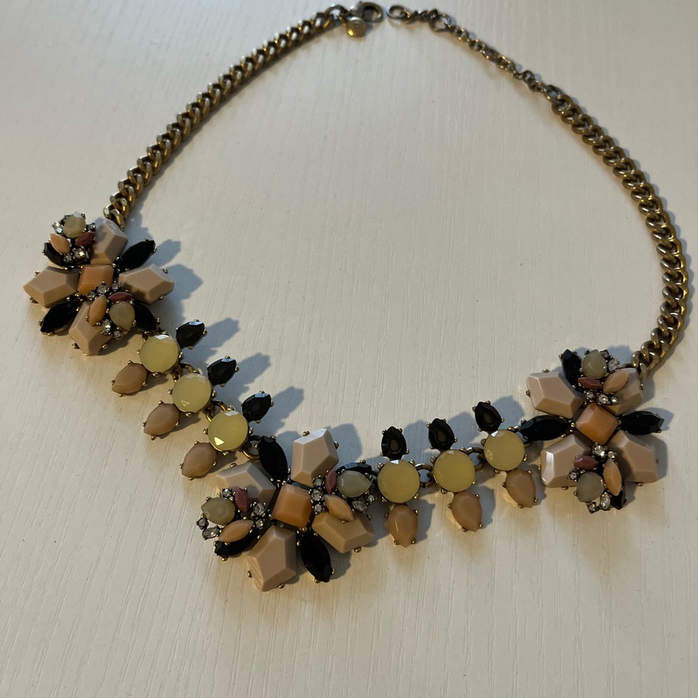 J. Crew Black and Cream Floral Necklace